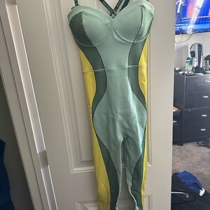 IVY PARK Green and Yellow Striped Jumpsuit